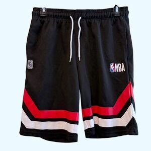 NBA Mens Basketball Shorts Black Red White Colorblock Size Large Athletic Gym